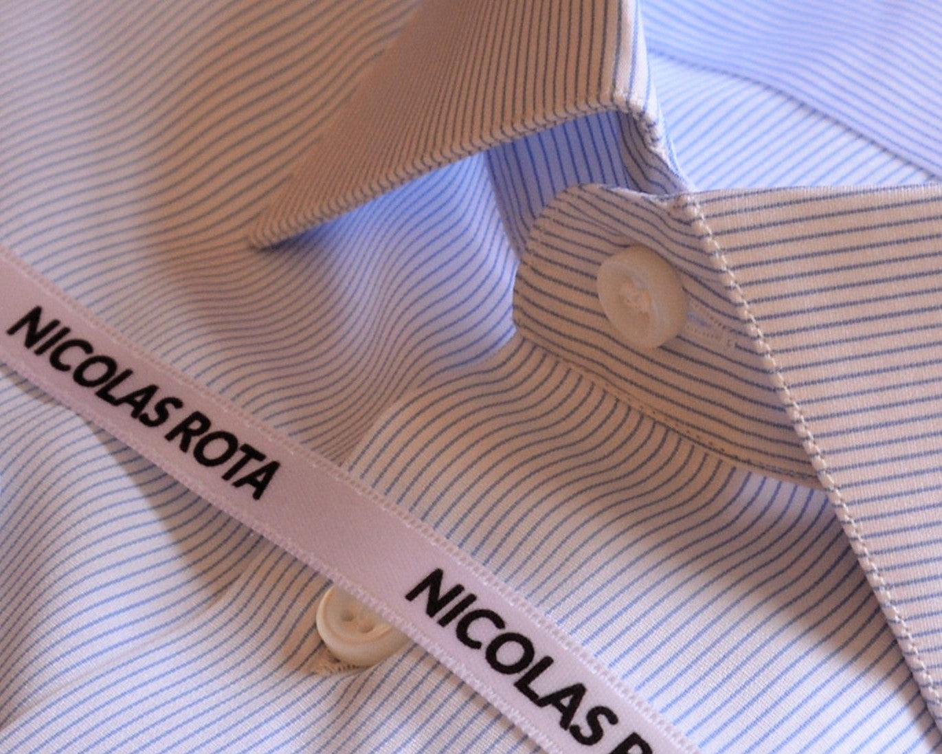 White and sky blue poplin shirt - Nicolas Rota