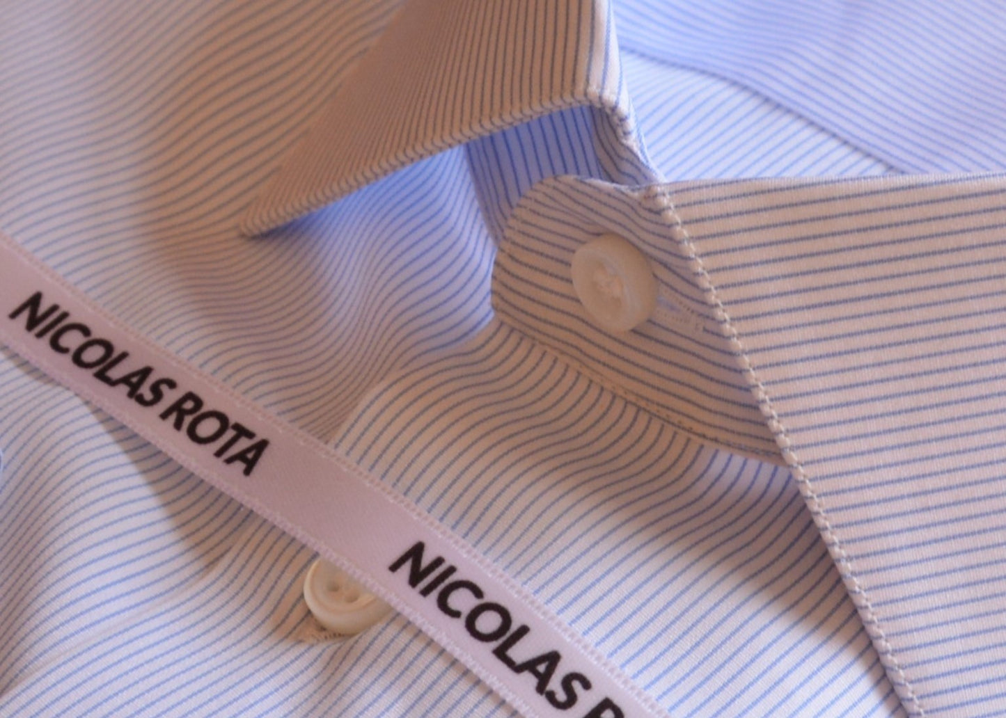 White and sky blue poplin shirt