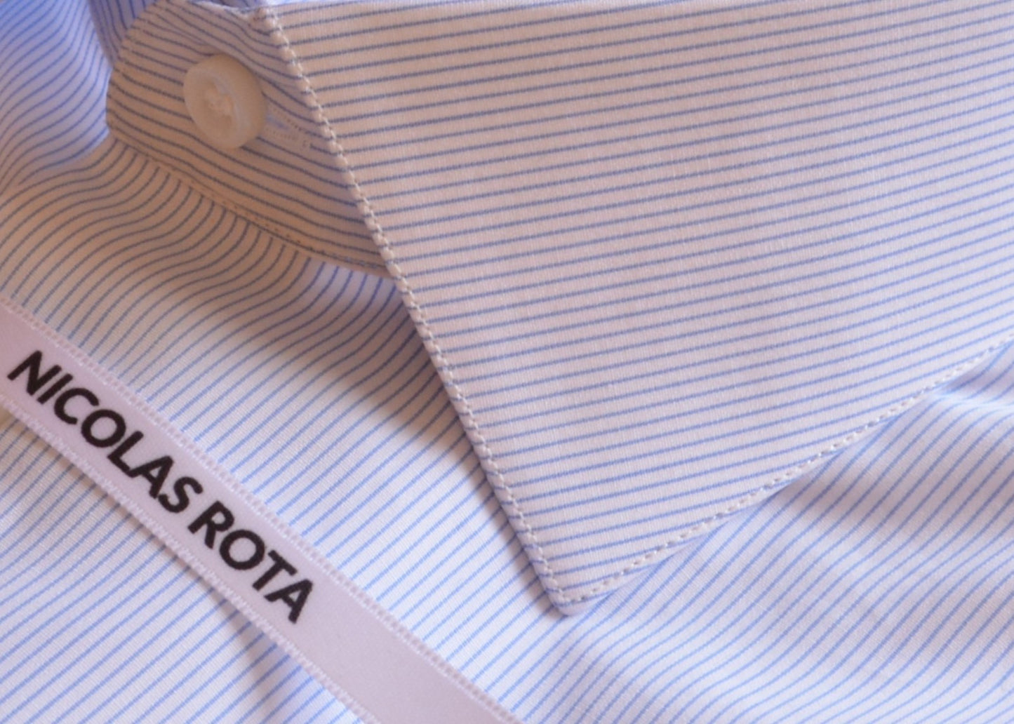 White and sky blue poplin shirt