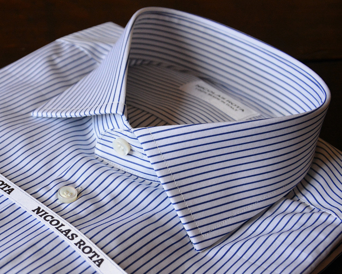 White and blue poplin shirt