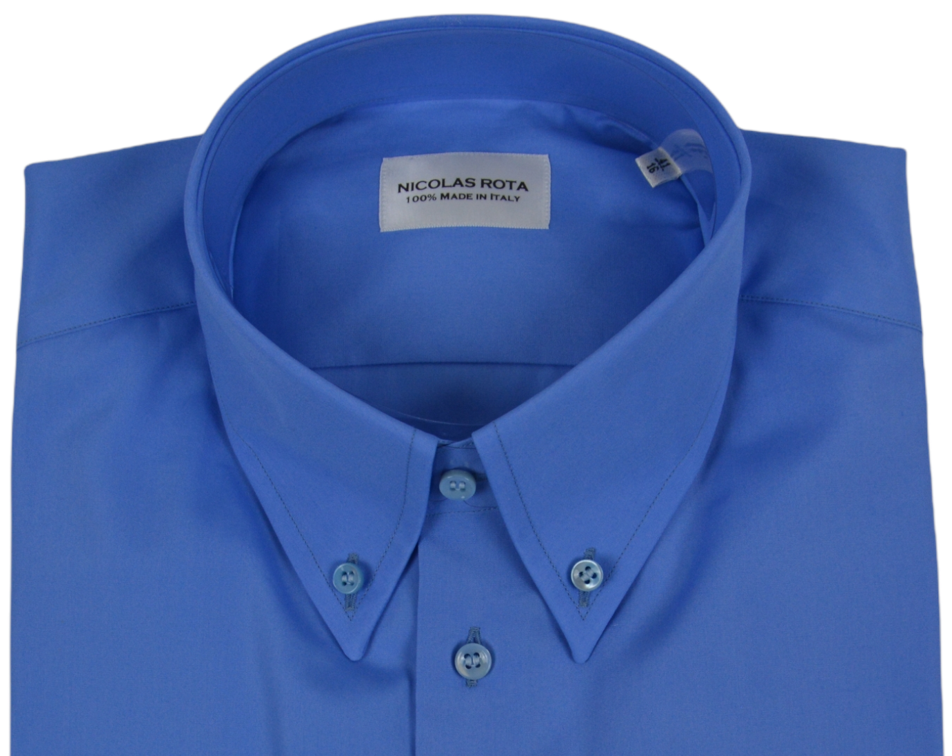 Cagliari handcrafted blue men's shirt in fine soft poplin cotton and Australian mother of pearl buttons. Handmade in Italy.