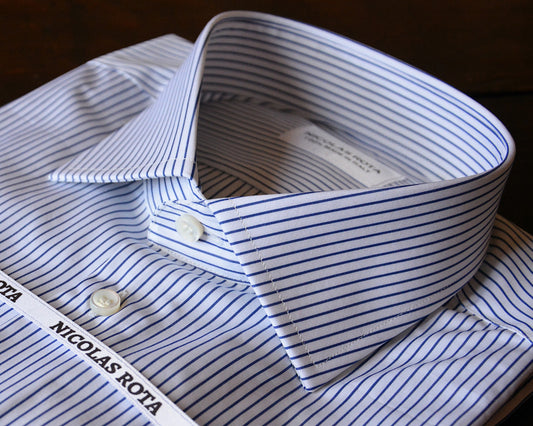 White and blue poplin shirt