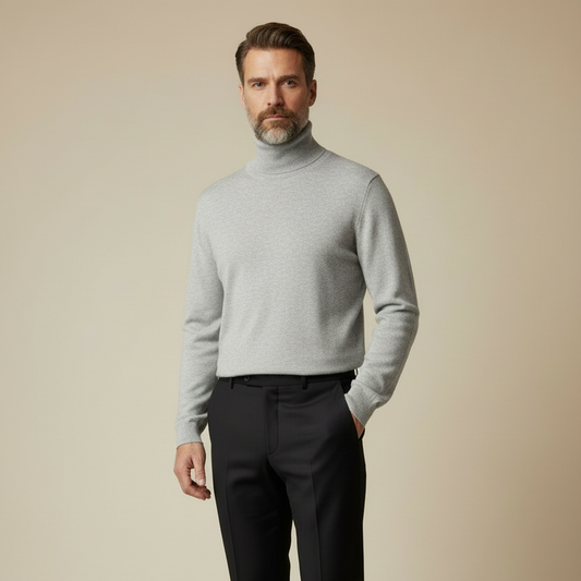 Luxury cashmere turtleneck sweater in selenite color - Nicolas Rota
