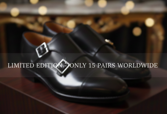 Black calf leather double monk shoes with silver buckles - Handmade in Italy - Nicolas Rota