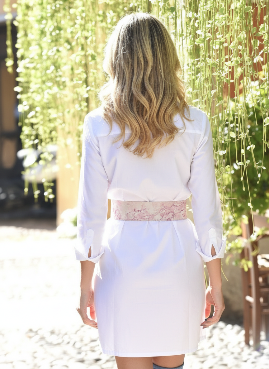 Elegant Women's White Shirtdress in Soft Poplin Cotton - Nicolas Rota